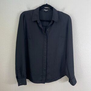 Express Portofino Shirt Womens Small Black Long Sleeve Button Up Blouse Top